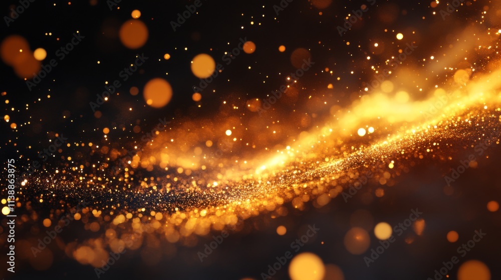 Obraz premium Abstract golden glowing particles in a dynamic swirling pattern