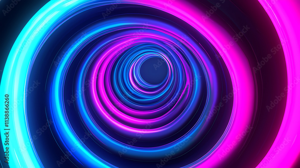 Vibrant circular light beams converge in mesmerizing tunnel of colors Vibrant circular light beams converge in mesmerizing tunnel of colors