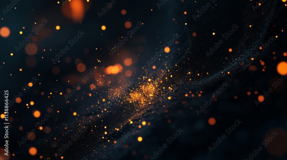Fototapeta premium A black background with sparkling fireworks in the corners, creating an atmosphere of celebration and joy for New Year's Day or other festive events. The dark backdrop is adorned with vibrant sparks f
