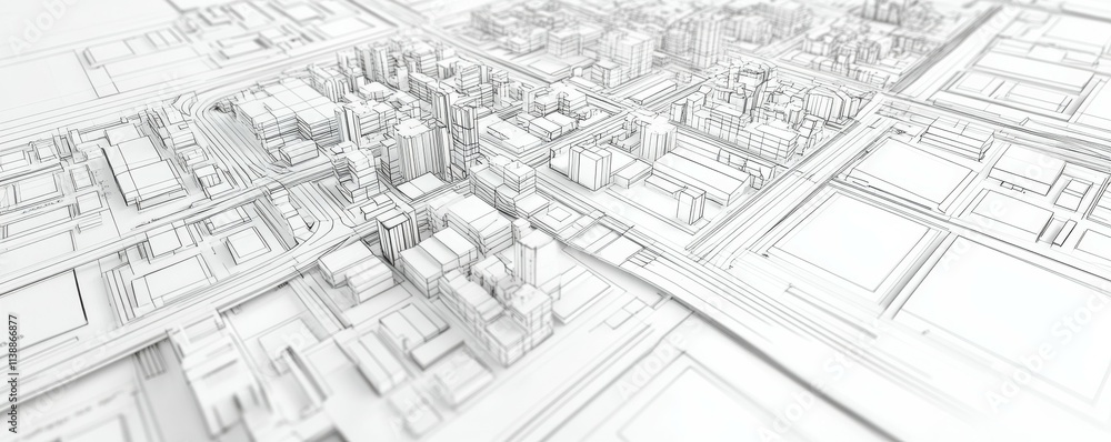 Wireframe low poly city with roads, buildings, and cars, detailed urban layout shown through intersecting lines Wireframe low poly city with roads, buildings, and cars, detailed urban layout shown through intersecting lines