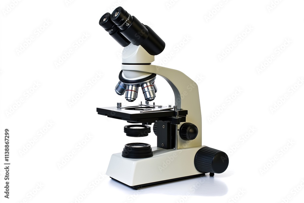 Microscope on white for scientific research Microscope on white for scientific research