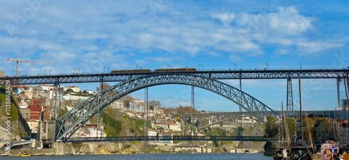 Porto, Portugal. Panoramic cityscape image of Porto, Portugal with the famous Luis I Bridge and the Douro River 