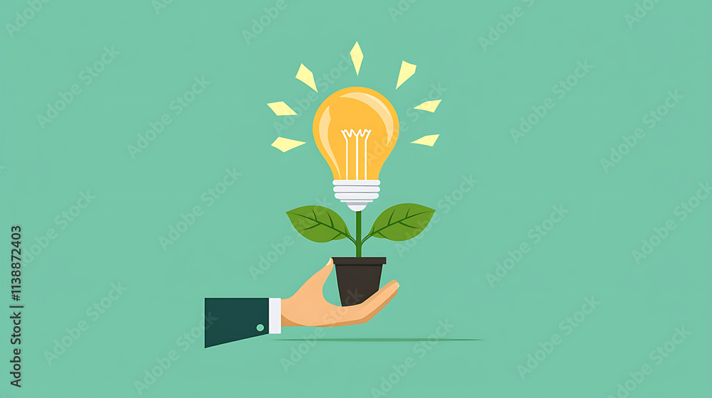 hand nurturing plant with light bulb symbolizes growth and innovation hand nurturing plant with light bulb symbolizes growth and innovation