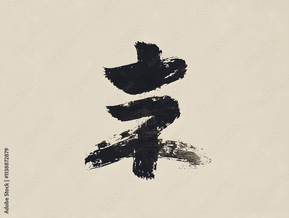 Obraz premium A stylized black brushstroke character on a light background, representing a concept or idea.