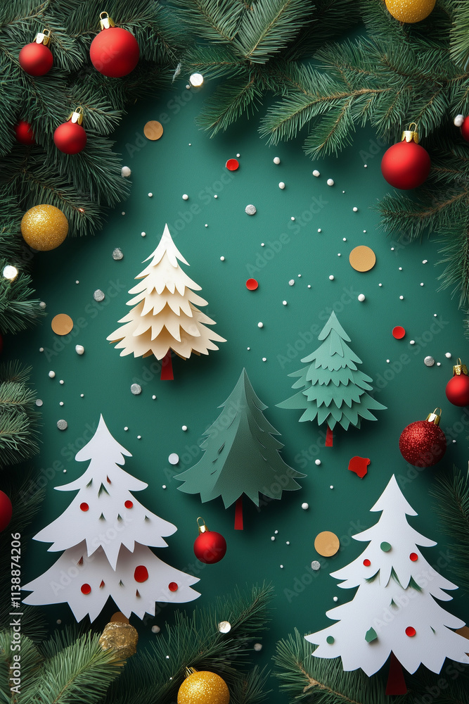 Christmas concept paper cut out illustration design Christmas concept paper cut out illustration design