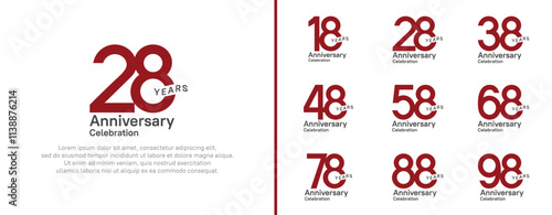 anniversary logotype set. vector design red and black color for celebration event photo