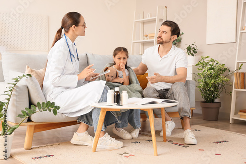 Female pediatrician working...