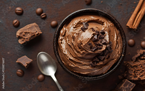 Sweet dessert in mocha mousee color 