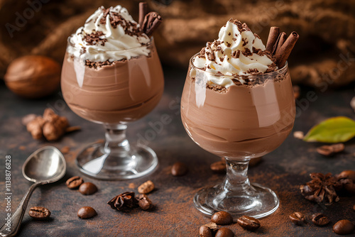 Sweet dessert in mocha mousee color 