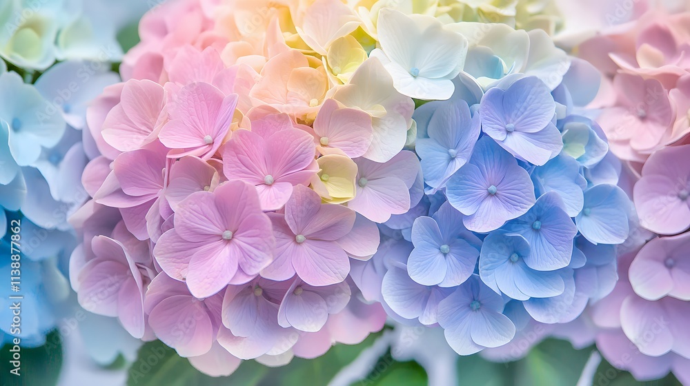 Pastel Rainbow Hydrangeas Blooming Beautifully Pastel Rainbow Hydrangeas Blooming Beautifully