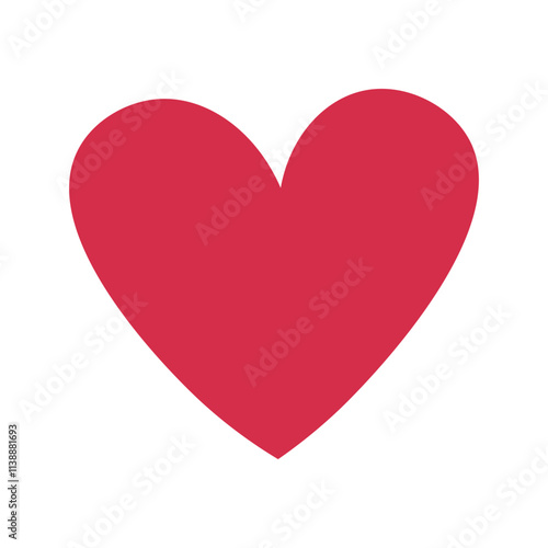 Cute cartoon red heart shape in flat style. Happy Valentines day symbol of love.