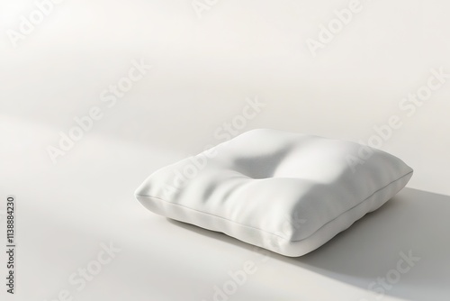 White pillow on light background, minimalistic design, shadow play