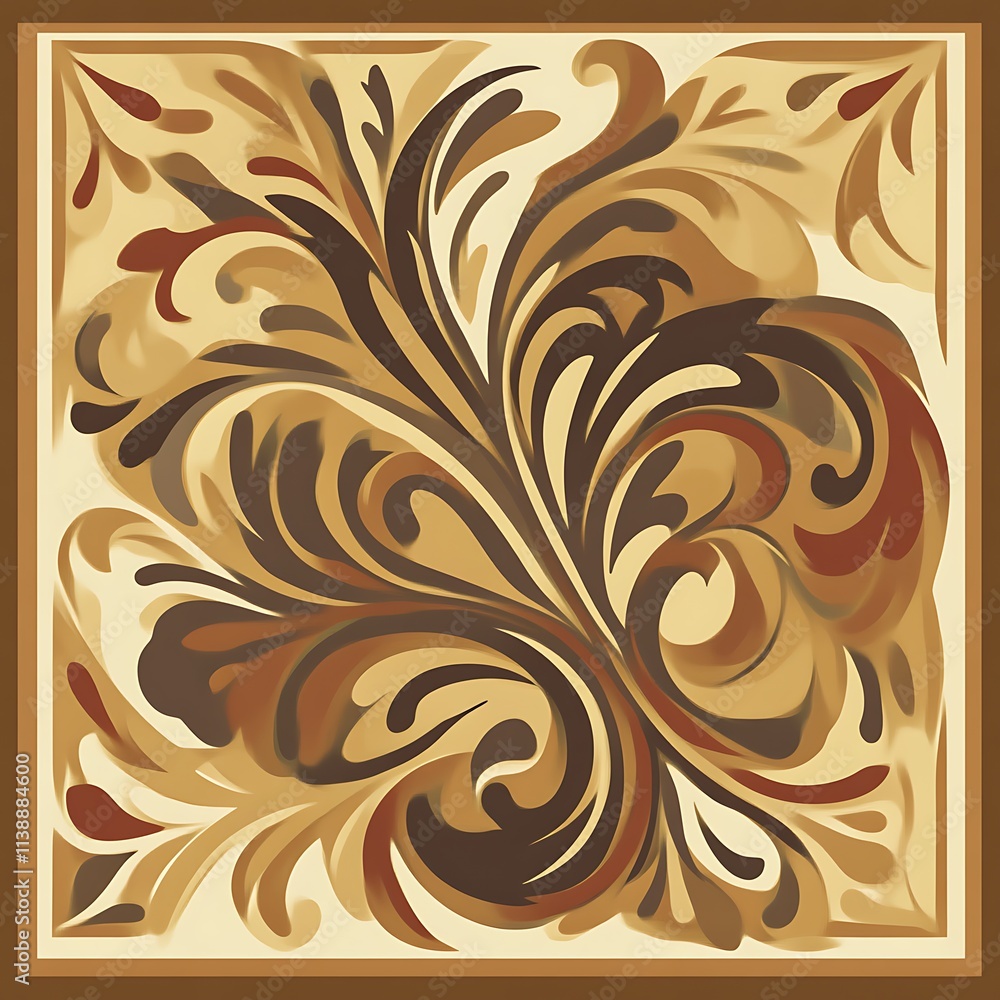 Abstract Swirling Floral Design in Earthy Tones Abstract Swirling Floral Design in Earthy Tones
