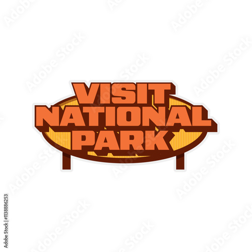 Visit National park Sticker patch emblem retro vector illustration