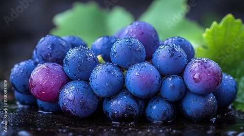 Wallpaper Mural Dew Covered Cluster Of Dark Blue Grapes Torontodigital.ca