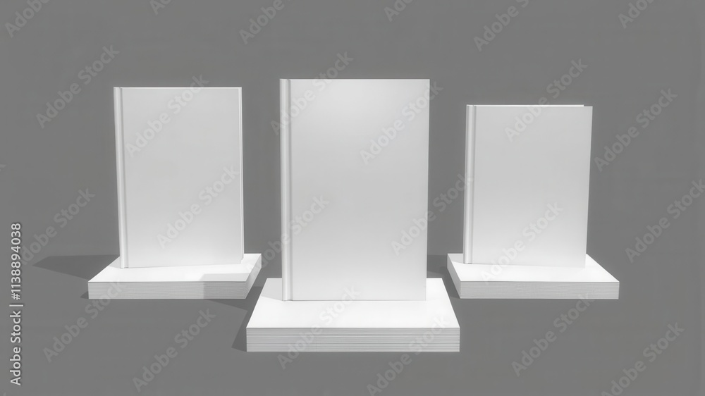 A mockup showcasing three different sizes of book covers, perfect for displaying designs and layouts, book, layout A mockup showcasing three different sizes of book covers, perfect for displaying designs and layouts, book, layout