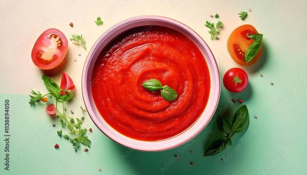 Top view of a bowl with tomato paste isolated on transparent background Top view of a bowl with tomato paste isolated on transparent background