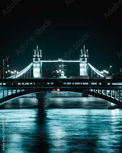 Illuminated Tower Bridge, London City