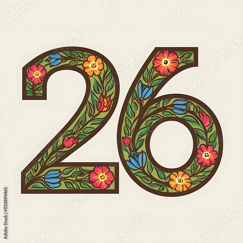 Floral Design Embellishes Number Twenty Six photo