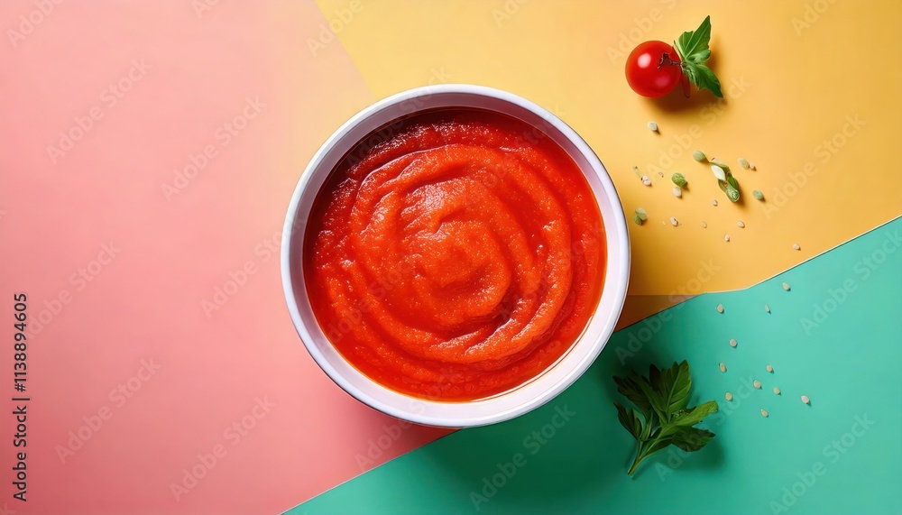 Top view of a bowl with tomato paste isolated on transparent background Top view of a bowl with tomato paste isolated on transparent background