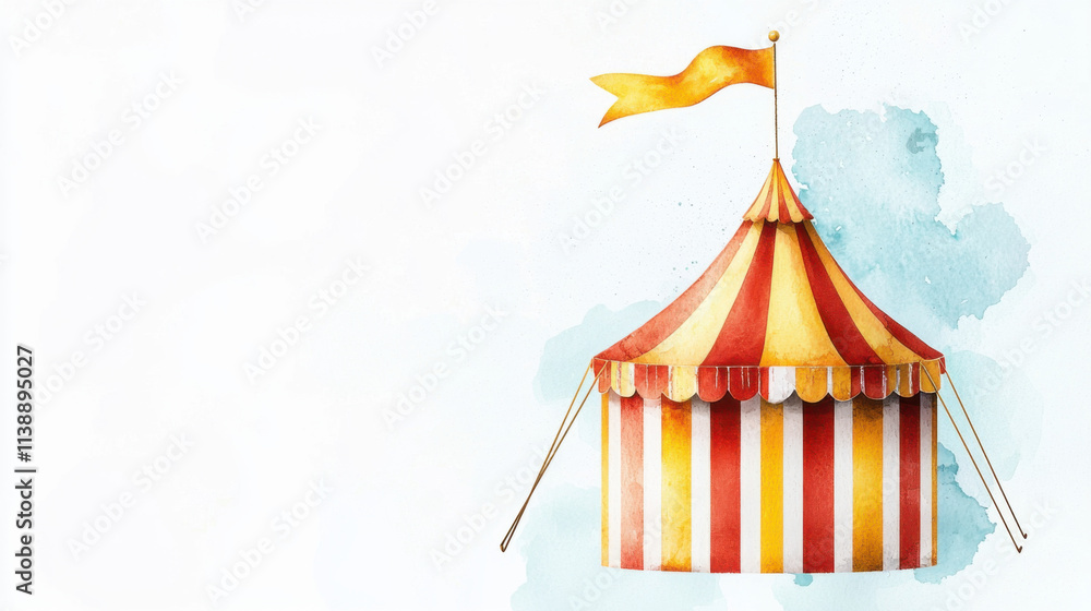 tall circus tent with elegant red and yellow stripes stands proudly, evoking sense of joy and nostalgia tall circus tent with elegant red and yellow stripes stands proudly, evoking sense of joy and nostalgia