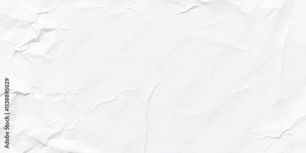 Fototapeta premium Crumpled white paper sheet texture with vintage feel, wrinkled, grunge, white
