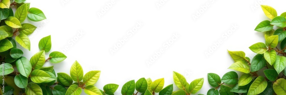 Vibrant green leaf border with soft organic greenery, plant, environment, botanical Vibrant green leaf border with soft organic greenery, plant, environment, botanical