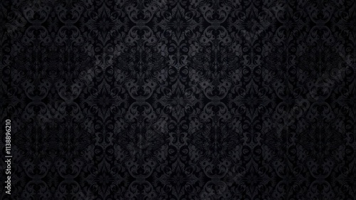 Intricate seamless gothic damask wallpaper design with dark and elegant motifs, seamless, wallpaper, dark