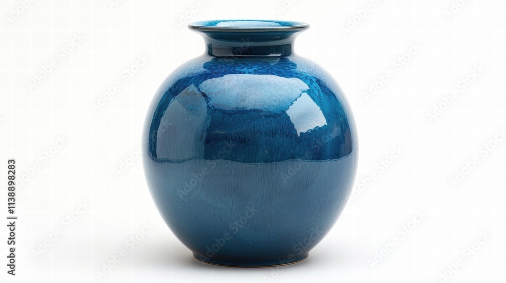 Bold cobalt blue porcelain vase with a glossy finish, positioned on a white background for a striking, rich appearance . Bold cobalt blue porcelain vase with a glossy finish, positioned on a white background for a striking, rich appearance .