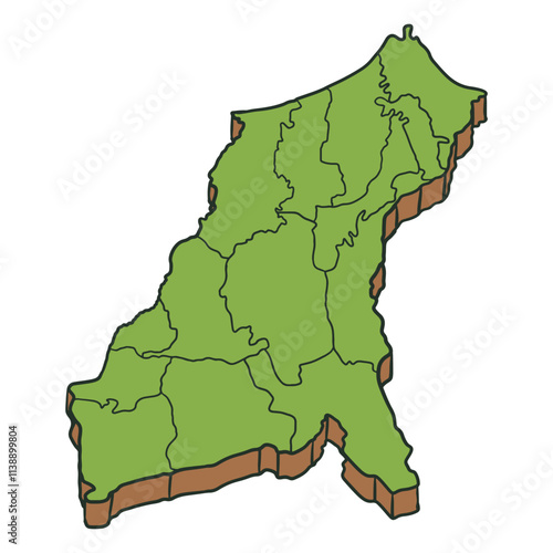 Pemalang Regency Map Isometric