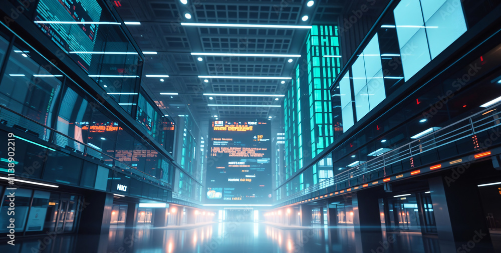 Futuristic Metropolis Neon-Lit Urban Corridor Data Streams and Glowing Architecture Futuristic Metropolis Neon-Lit Urban Corridor Data Streams and Glowing Architecture