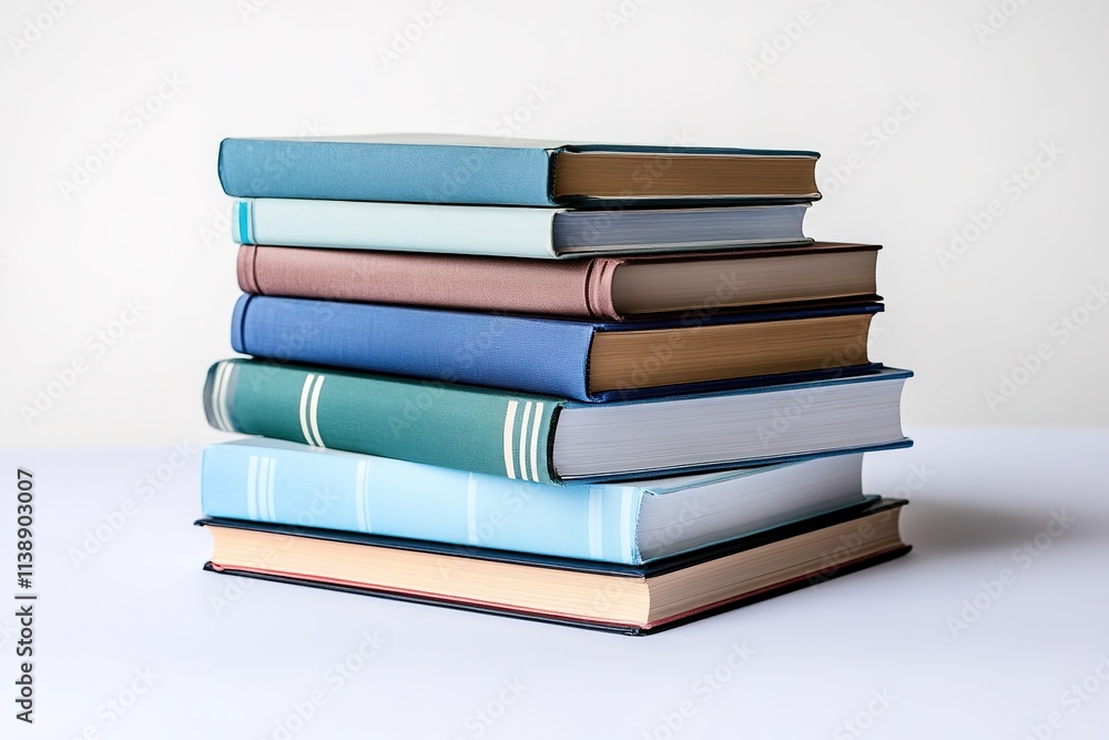 Stack of colorful hardcover books on white background Stack of colorful hardcover books on white background