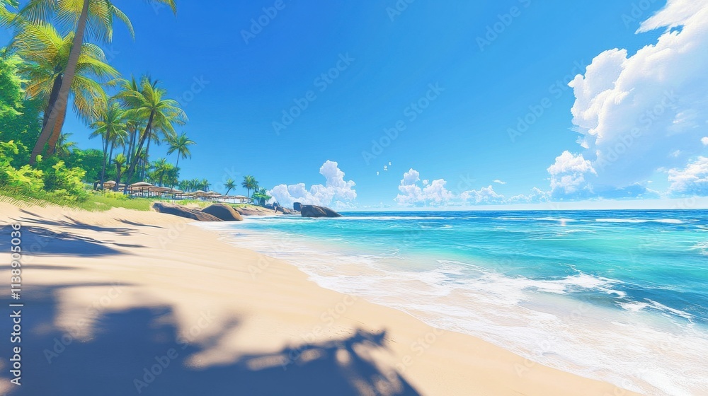 Fototapeta premium Tranquil tropical beach scene.