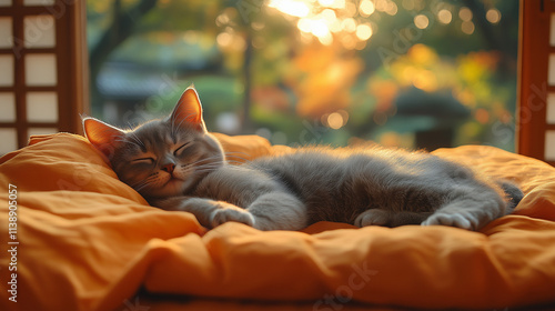 cat sleeping on new year