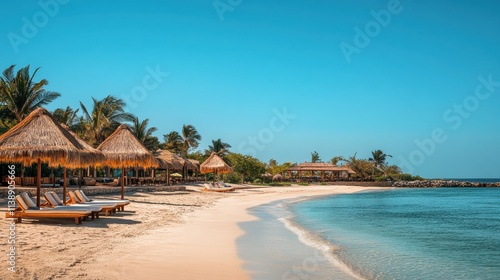 Fototapeta Naklejka Na Ścianę i Meble -  Tropical beach getaway: Relaxing under the sun.