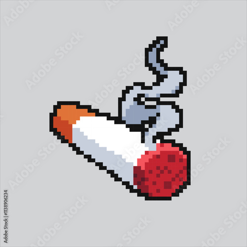 Pixel art illustration Cigarettes Smoke. Pixelated Tobacco Cigarettes. Tobacco Cigarettes Smoke icon pixelated for the pixel art game and icon for website and video game. old school retro.