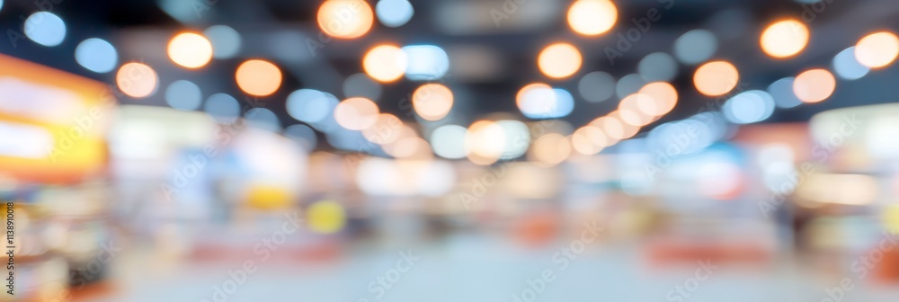 Blurred Bokeh Lights in Modern Interior, Abstract Urban Background with Defocused Illumination Blurred Bokeh Lights in Modern Interior, Abstract Urban Background with Defocused Illumination