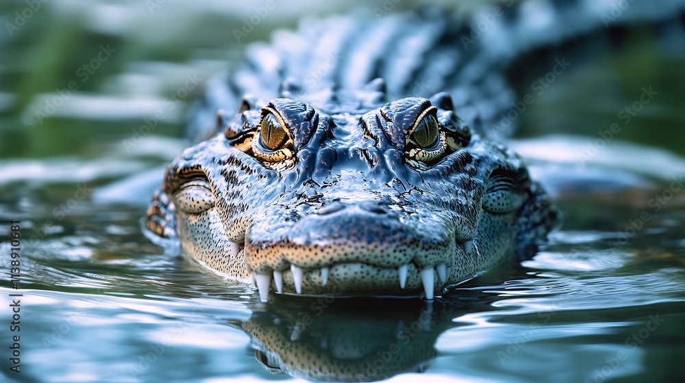 American Alligator in Water. Wildlife, Dangerous Animal, Nature, Reptile, Swamp, Florida, Everglades American Alligator in Water. Wildlife, Dangerous Animal, Nature, Reptile, Swamp, Florida, Everglades