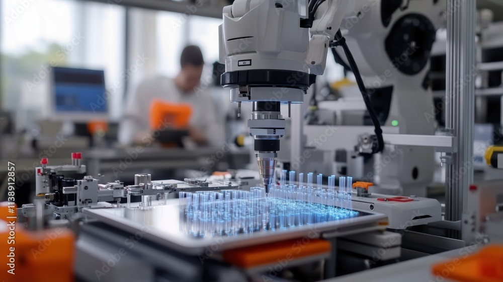An intimate snapshot of a robotic machine learning algorithm training session on a tablet with an engineer examining the results in a vibrant manufacturing environment influenced by An intimate snapshot of a robotic machine learning algorithm training session on a tablet with an engineer examining the results in a vibrant manufacturing environment influenced by