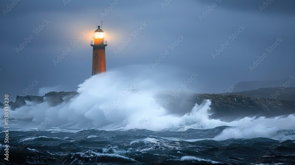a lighthouse standing tall amidst a raging storm, on a small island. The lighthouse's strong bright, warm light cuts through the dark, foreboding atmosphere, its beam piercing the veil of mist. a lighthouse standing tall amidst a raging storm, on a small island. The lighthouse's strong bright, warm light cuts through the dark, foreboding atmosphere, its beam piercing the veil of mist.