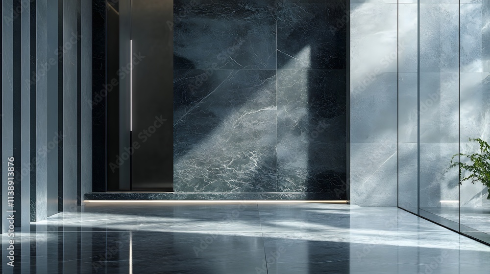 Obraz premium Modern Lobby Interior Design With Marble Walls and Floor