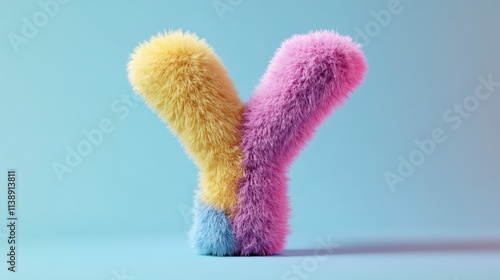 Fluffy Pastel Y Letter, 3D Render, Playful Alphabet