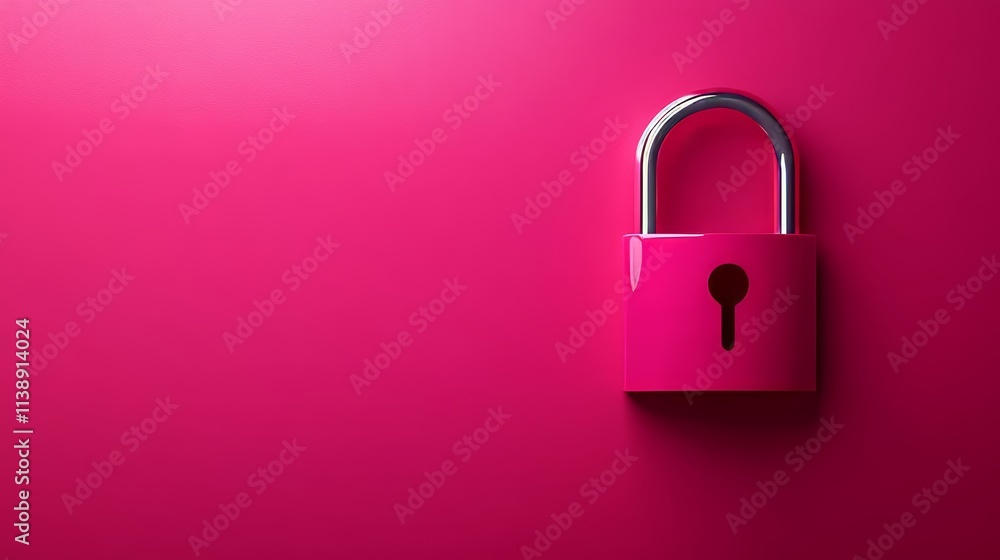 Vibrant Pink Padlock on Matching Background Concept of Data Protection, Minimalism and Security Vibrant Pink Padlock on Matching Background Concept of Data Protection, Minimalism and Security