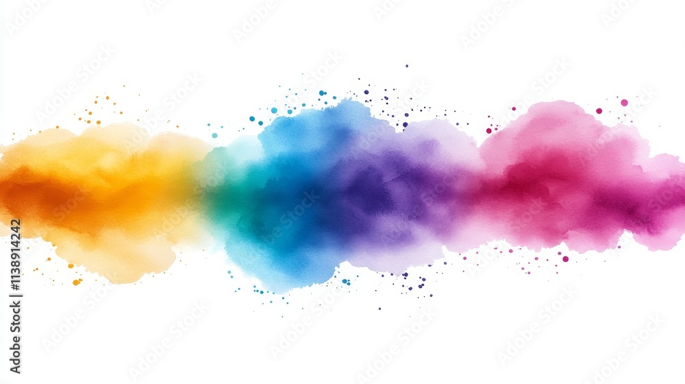 Fototapeta premium Colorful watercolor squares, artistic abstract design, isolated on white