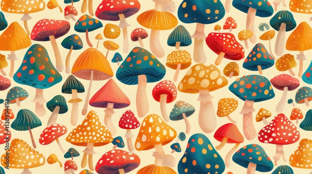 colorful mushroom background, wall paper, backdrop, wall art colorful mushroom background, wall paper, backdrop, wall art