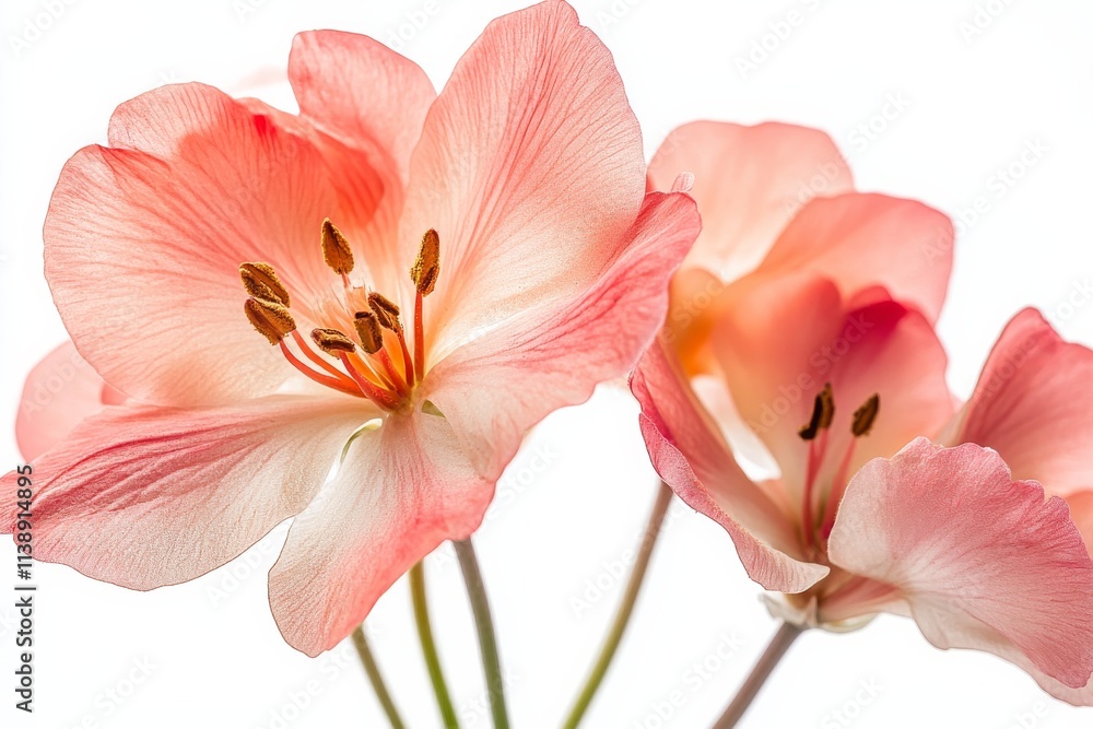 pink flowers isolated on white background, close up view pink flowers isolated on white background, close up view