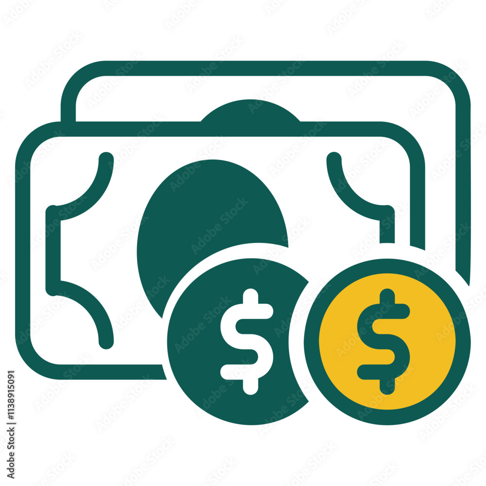 Money green and yellow style icon Money green and yellow style icon