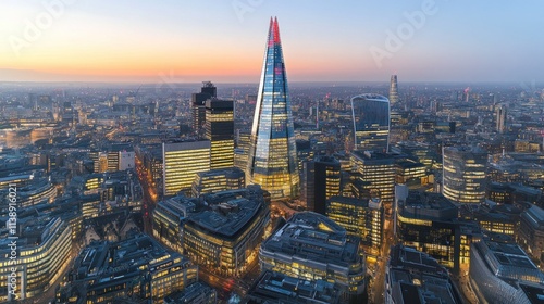 Wallpaper Mural Cityscape at dusk with illuminated buildings. Torontodigital.ca