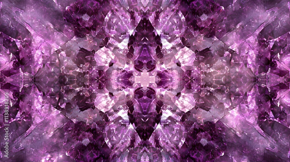 Amethyst Crystal Kaleidoscope Symmetrical Pattern