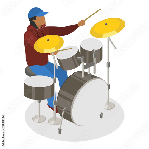 3D Isometric Flat Vector Illustration of Rap Music And Hip-hop Style, Graphic Elements Set. Item 2